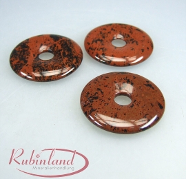3er Set 40 mm Mahagoni - Obsidian Donut Anh�nger