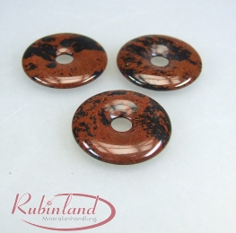 3er Set Mahagoni - Obsidian Donut Anh�nger 30 mm
