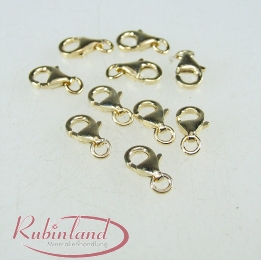 10 x 10 mm Karabiner 925 Silber vergoldet eingeh. offene �se
