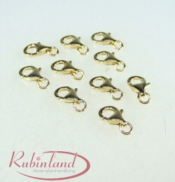 10 x 12 mm Karabiner 925 Silber vergoldet eingeh. offene �se