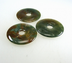 3er Set 50 mm Moosachat Donut Anh�nger
