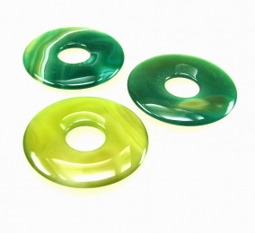 3er Set 50 mm Achat gr�n (beh.) Donut Anh�nger