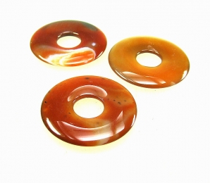 3er Set 50 mm Achat rot (beh.) Donut Anh�nger