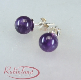 3er Set 8 mm Amethyst Ohrstecker in 925 Silber
