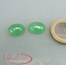 Jade - Cabochon Paar - echtes Jadeit in hellem Gr�n 10.5x13.6