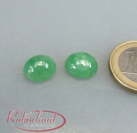 Jade - Cabochon Paar - echtes Jadeit in hellem Gr�n 10x12 mm