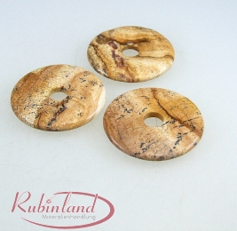 3er Set 40 mm Landschaftsjaspis Donut Anh�nger