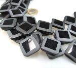 Onyx teilpolierter Quadratstrang diagonal ca. 25 mm / 40 cm