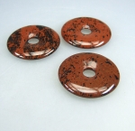 3er Set 40 mm Mahagoni - Obsidian Donut Anh�nger