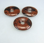 3er Set Mahagoni - Obsidian Donut Anh�nger 30 mm