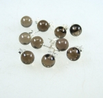 3 Paar Rauchquarz Ohrstecker in 925 Silber ca. 8 mm