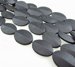 Onyx mattiert Ovalstrang ca. 21 x 30 mm / ca. 40 cm
