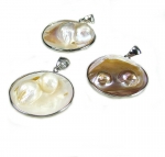 3er set Rivershell Anh�nger rund an �se ca. 40 x 30 mm