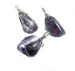 3er set Amethystquarz Anh�nger gefasst Freiform ca. 35-50 mm
