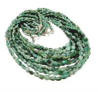 Oval - Schnurkette aus Magnesit blau (beh.) mit Zirkonia
