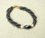 H�matin mit S�sswasserperle Armband - ca. 20 cm dreireihig