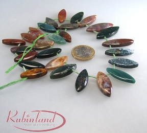Indian Achat Navettenstrang ca. 8x20 - 10x40 mm verl. 40 cm