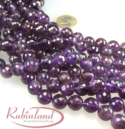 Amethyst Kugelstrang facettiert ca. 12 mm / 40 cm