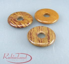 3er Set Aragonit Calcit Donut Anhnger braun in 30 mm