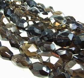 Rauchquarz facettierter Strang ca. 16-20 x 25 mm / ca. 40 cm