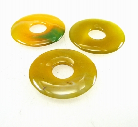 3er Set 50 mm Achat gelb-grn (beh.) Donut Anhnger