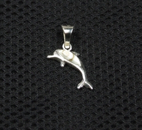 Operculum Delphin Anhnger in 925 Silber ca. 26x15 mm