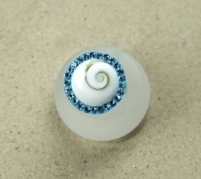 Operculum Fingerring blau mit Zirkonia freie Gre in 925 Silber