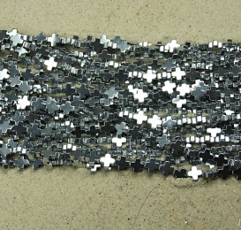Hmatit Strang Kreuz Platinfarben ca. 6x6 mm / ca. 40 cm