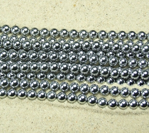 Hmatit Kugelstrang Platinfarben ca. 6 mm / ca. 40 cm