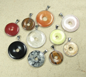 5er Set Donut Anhnger gefasst im Mix ca. 30 bis 40 mm