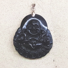 Buddha Anhnger aus Obsidian an se ca. 58 x 42 mm