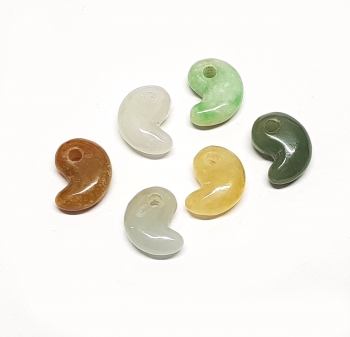 4er Set mini Yin / Yang Anhnger aus Jadeit ( Jade ) ca. 14x10 mm / 2,5 mm Bohrung