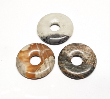 3er Set Picasso - Jaspis Donut Anhnger ca. 30 mm / ca. 8 mm Bohrung