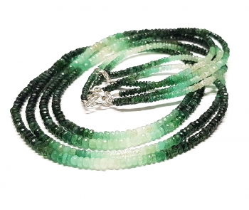 Smaragd Halskette Button facettiert multi ca. 3 - 4.5 mm ca. 45 cm mit 925 Silberkarabiner