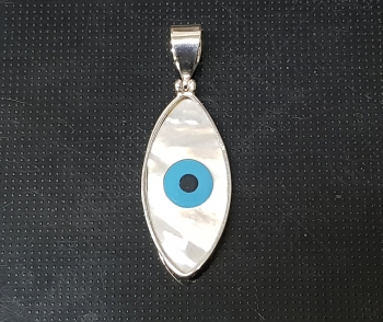 PerlmuttAnhnger Auge  in 925 Silber gefasst ca. 50 x 18 mm