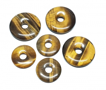 3er Set 40 mm Tigerauge gold Donut Anhänger