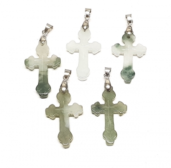 5er Set Kreuz Anhnger aus Jade an se ca. 50x20 mm