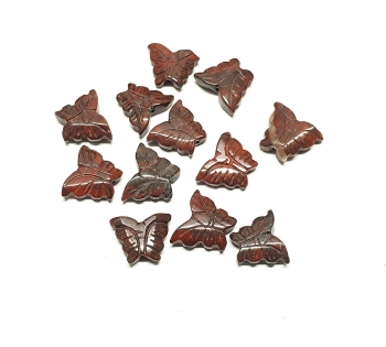 12er Set kleine Schmetterling Perle fr Halsketten aus Breckzienjaspsis ca. 15 mm / 1 mm Bohrung