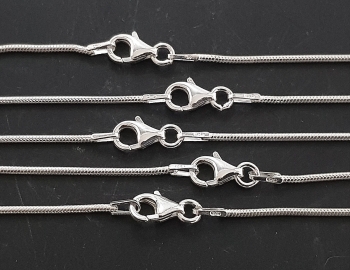 5er Set Schlangenkette aus 925 Silber mit Karabinerhaken ca. 1,2 mm / ca. 60 cm