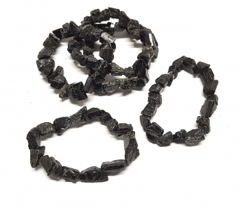 schwarzer Turmalin / Schrl Armband roh mit Kristallen ca. 19 cm