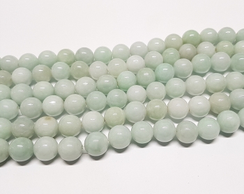 Jadeit - Jade hellgrner Kugelstrang aus Burma-Jade ca. 12-13 mm / ca. 50 cm