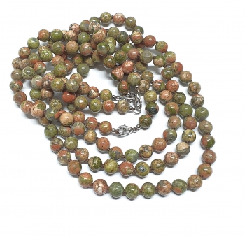 Unakit Halsketteeinzeln geknotet ca. 8 mm / ca. 50 cm