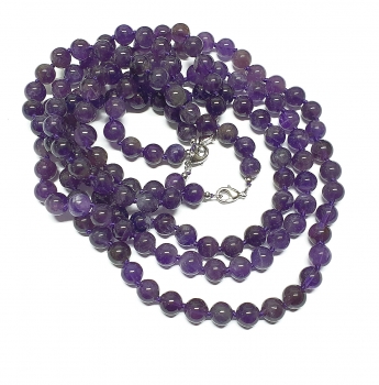 Amethyst Halsketteeinzeln geknotet ca. 8 mm / ca. 50 cm