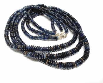 Saphir Halskette dunkelblau ca. 5-7 mm / 50 cm mit Silberkarabiner