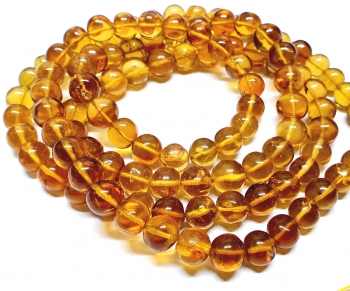 Mala aus Bernstein mit 108 Perlen semirund ca. 8-9 mm / ca. 90 cm