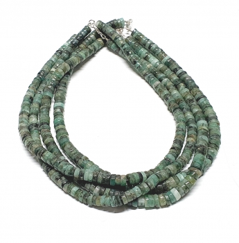 Smaragd Halskette Scheibe ca. 6-9 mm / ca. 45 cm mit 925 Silberkarabiner