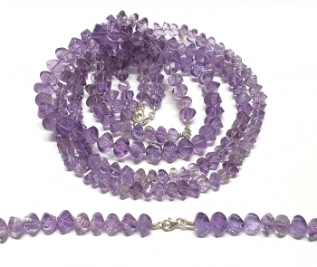 Amethyst Halskette facettiert ca. 7-9 mm / ca. 45 cm mit 925 Silberkarabiner