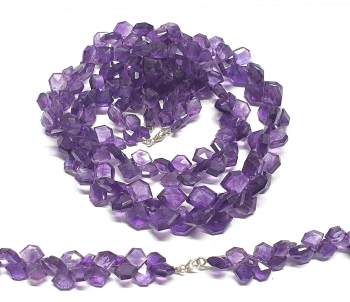 Amethyst Halskette facettiert ca. 15 mm / ca. 45 cm mit 925 Silberkarabiner