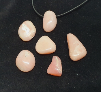 5er Set Opal pink aus Peru TrommelsteinAnhnger 2,5 mm gebohrt