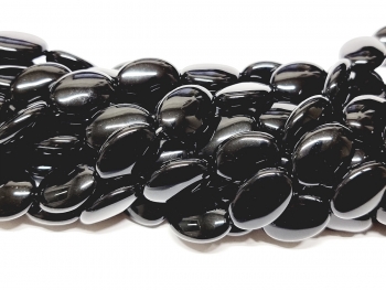 Obsidian Ovalstrang gerundet ca. 13 x 18 mm / ca. 40 cm